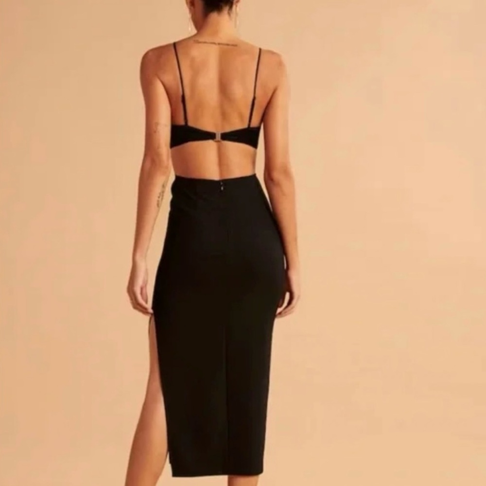 NWT Abercrombie & Fitch Mixed Fabric Midi Dress Black XXL